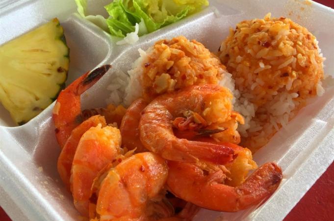 蒜蓉黃油蝦飯特寫